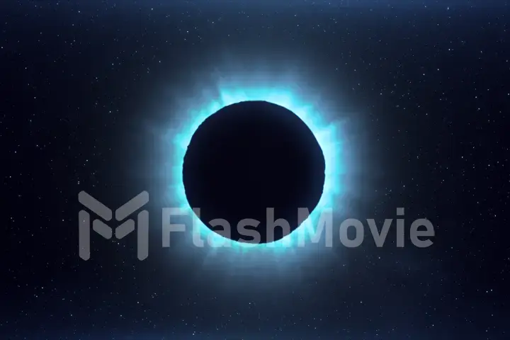 Blue futuristic solar eclipse in space