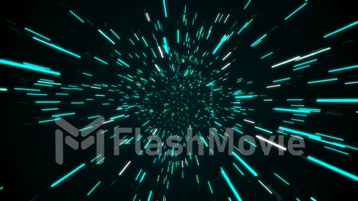 Abstract of warp or hyperspace motion in blue star trail. Exploding and expanding movement. Illustration
