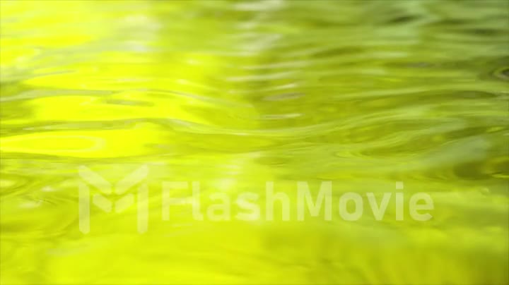 Yellow wave moving liquid surface. Water ripples. Seamless loop 3d render