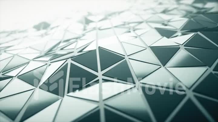 Abstract modern technology background with animation of waving smooth polygonal surface from glass, chrome or plastic with fog. Beautiful technological backdrop. Seamless loop 4k animation.