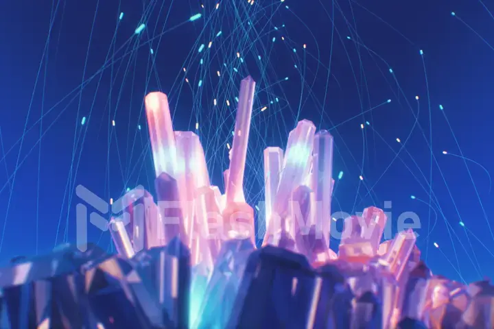 Crystal abstract surface, crystals of different sizes are shining and poure