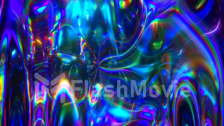 Colorful abstract animated background. The movement of a transparent multi-colored glass surface. Active movement of the liquid effect. Conceptual art. Rainbow gradient. 3d illustration