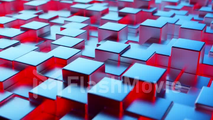 Abstract blue red metallic background from cubes