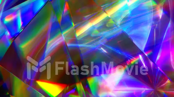 The light passes through the facets of a slowly rotating diamond and creates repetitive sparkling highlights and bright rainbow colors. Rainbow dispersion of light. 3d illustration