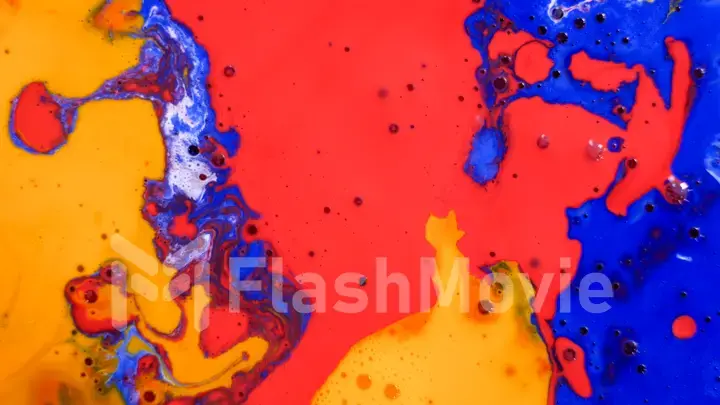 Bright colorful multicolored bubbles on the surface of the water. Abstract paint bubbles
