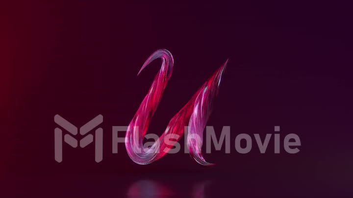 Collection Living Alphabet. Unique twisted letters. Pink color. Letter U. 3d animation of seamless loop with alpha