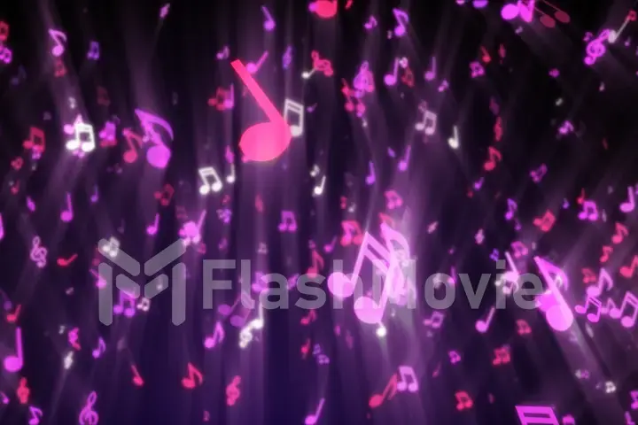 Abstract background with purple musical notes 3d illustration