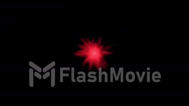 Cg animation of red powder explosion on black background. Slow motion movement with acceleration in the beginning. Has alpha matte