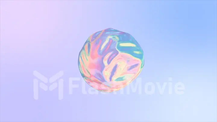 3D animation of an abstract smooth liquid shape. Holographic fabric ball with ripple and swirl. 3d illustration