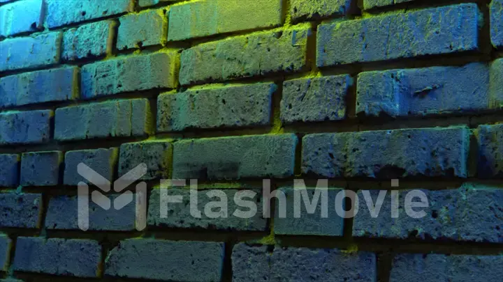 Empty brick wall with neon light, copy space. Light effect on a brick wall background. Modern light spectrum. Empty background. 3d illustration