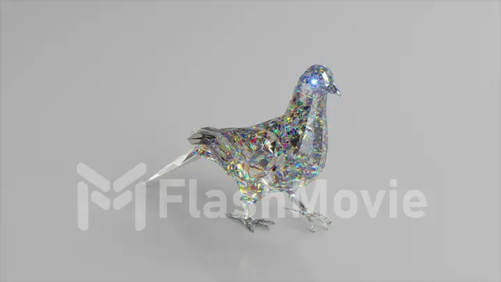 Diamond pigeon. The concept of nature and animals. Low poly. White color. 3d illustration