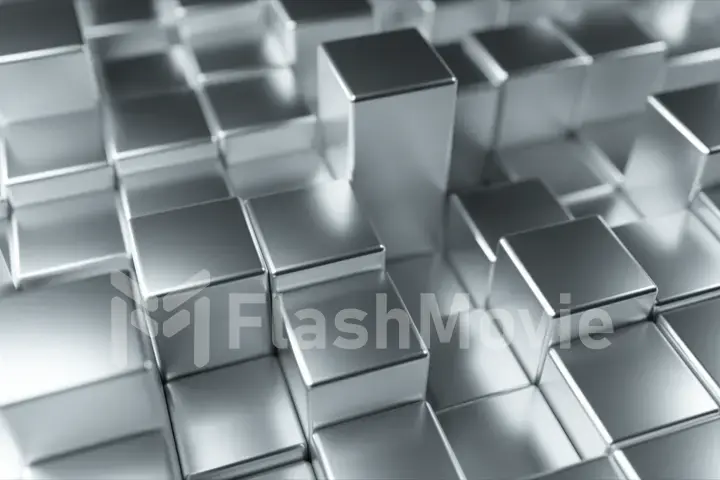 Abstract background of metal randomly moving cubes. 3d illustration