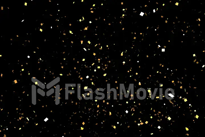 Golden Confetti Party Popper Explosions on a Black Backgrounds 3d illustration