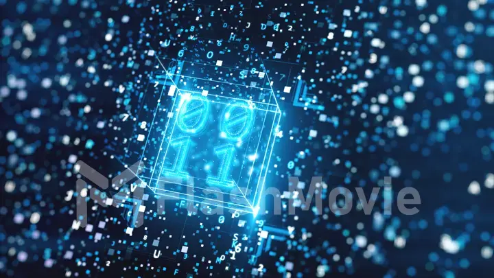 Abstract digital background with Hexadecimal and binary code 3d illustration