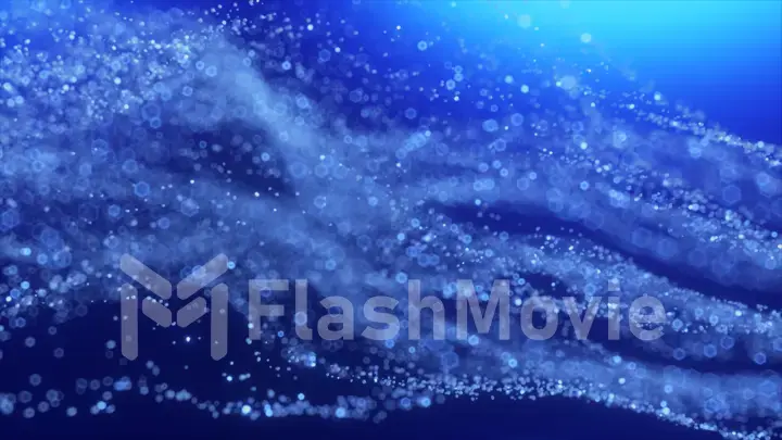 Abstract digital wave of particles and blue abstract background, cyber 3d illustration or technology background.