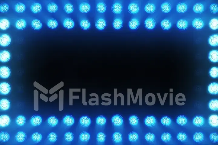 The wall of incandescent lamps is bright blue. LED background