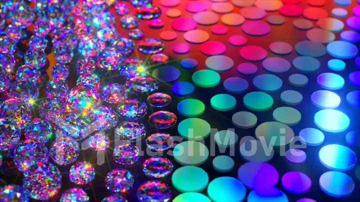 Colorful bubbles. Blue spheres. Sparks. 3d illustration