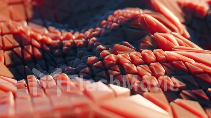 Abstract composition with growing pieces of crystals. Abstract background. 3d illustration