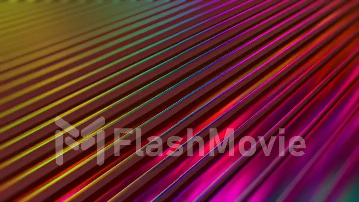 3d wavy surface. Abstract waving background with neon ripples. Liquid multicolor pattern, moving shapes. 3d illustration
