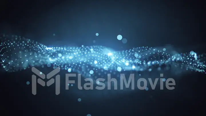 The perfect movement of the gold background. Dust of the universe with stars on a black background. Motion of abstract particles. 3d illustration