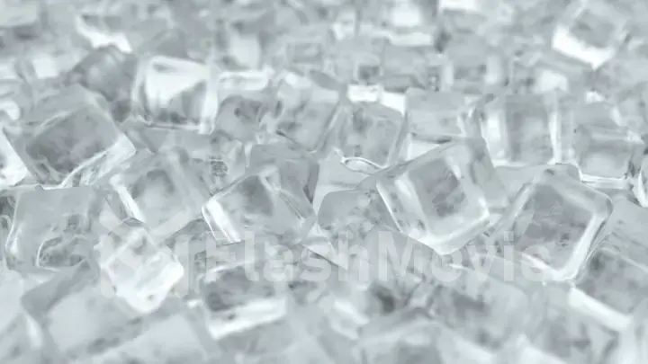 Ice cubes for cold drinks. Rotation of ice cubes from crystal clear water. 3d illustration