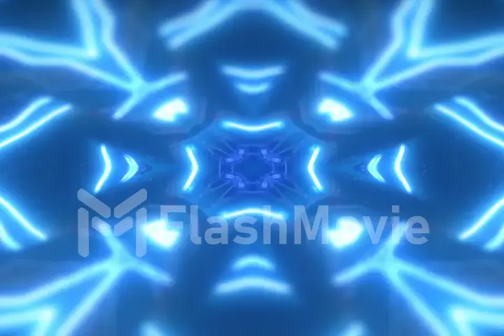 Abstract Blue seamless loop kaleidoscope multicolored patterns motion graphics background 3d illustration