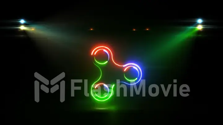 Glowing rotating red green and blue spinner illustration