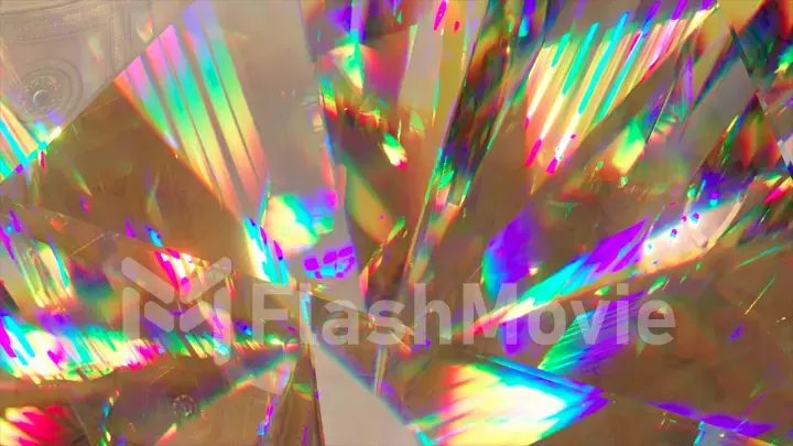 Abstract concept. Diamond texture closeup. Edges of a diamond. Refraction of light. Golden color. 3d illustration