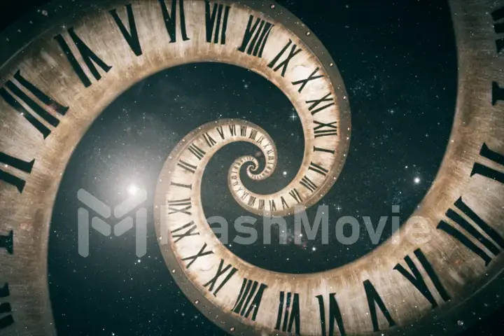 Rotating spiral of clock from numbers abstract 3d illustration