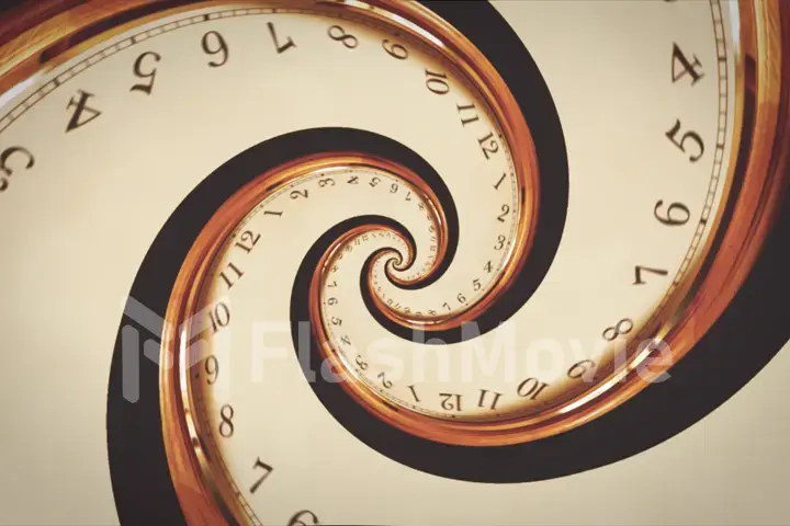 Rotating spiral of clock from numbers abstract 3d illustration