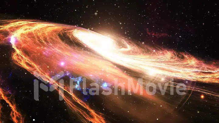Rotating spiral galaxy with stars in outer space 3d illustration