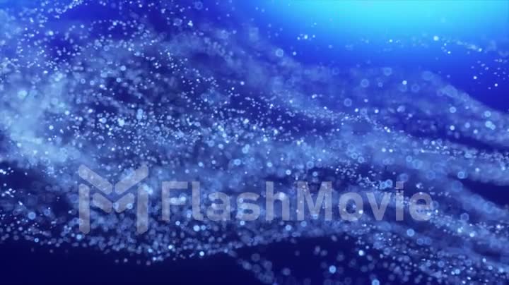 Abstract digital wave of particles and blue abstract background, cyber animation or technology background.