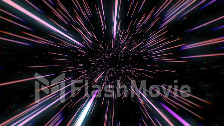 Abstract retro color of warp or hyperspace motion in blue star trail 3d illustration