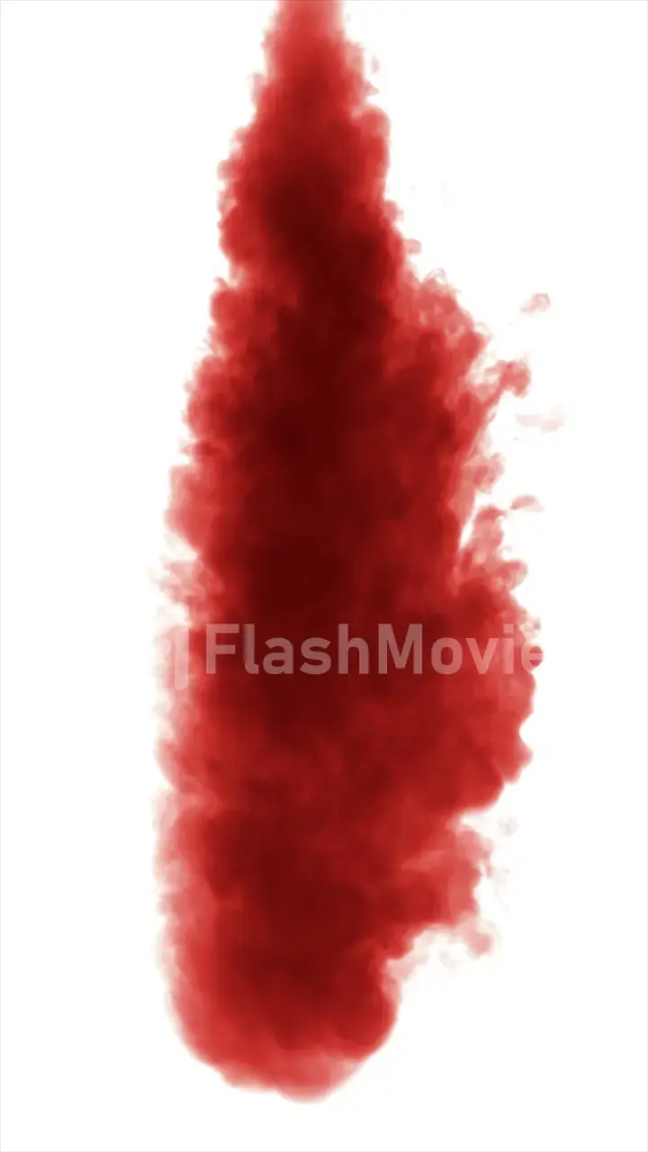 Red dense smoke isolated on white background