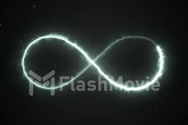 Illustration appearance of infinity shape from fire on dark background.