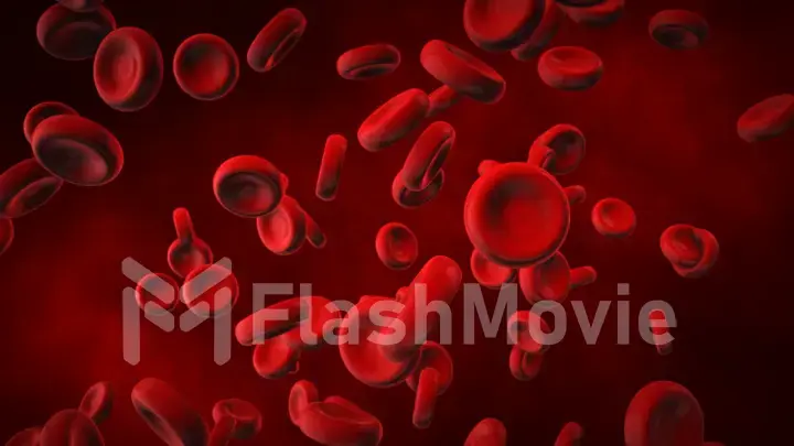 View under a microscope, blood-red blood cells in a living body, 3d illustration.