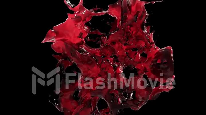 Spectacular splash of wine in slow motion on black isolated background with alpha matte