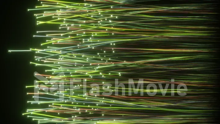 Abstract optical fiber wires spread on a black isolated background. 3d illustration