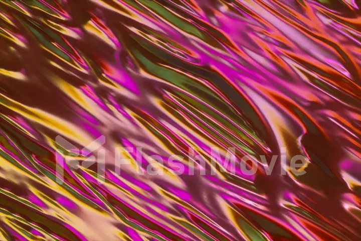 Abstract holographic oil surface background, foil wavy surface, wave and ripples, ultraviolet modern light, neon spectrum colors, 3d render graphic design, 3d illustration