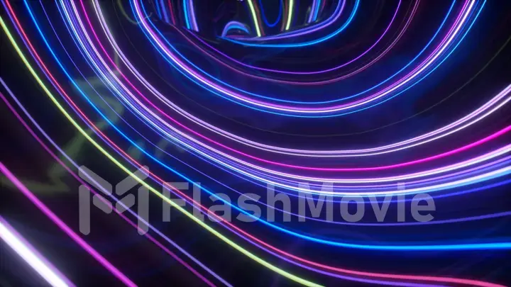 3d illustration, abstract topographic animation background, fluorescent ultraviolet light, glowing neon lines, move inside, blue pink spectrum, modern colorful illumination