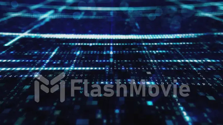 Animation of Abstract Blue Technology Background. Hexadecimal Computer Code. Programming Coding Hacker concept 3d illustration