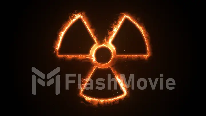 3d illustrationof fire or flow energy from nuclear and biohazard symbols.