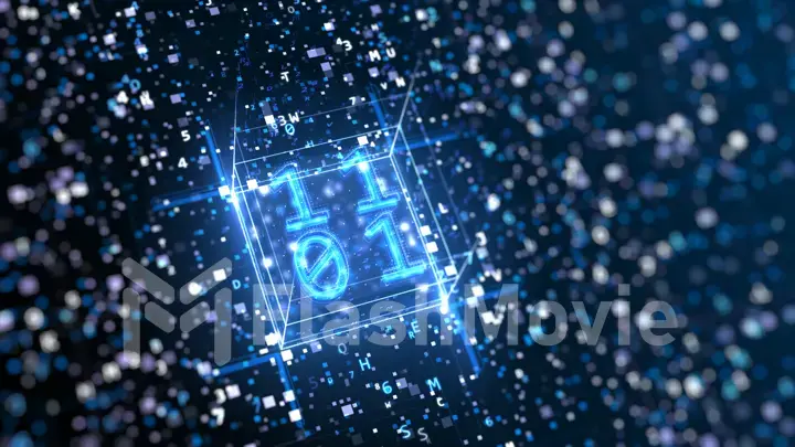 Abstract digital background with Hexadecimal and binary code 3d illustration