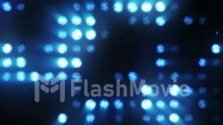 The wall of incandescent lamps is bright blue. LED background