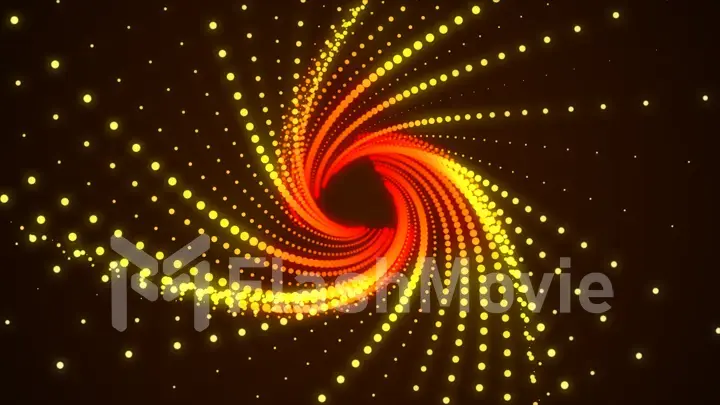 Abstract twisted yellow tunnel of dots background