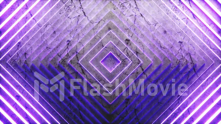 Abstract squares pattern with offset effect. Animation of glowing squares in purple. Abstract background for business presentation. 3d illustration