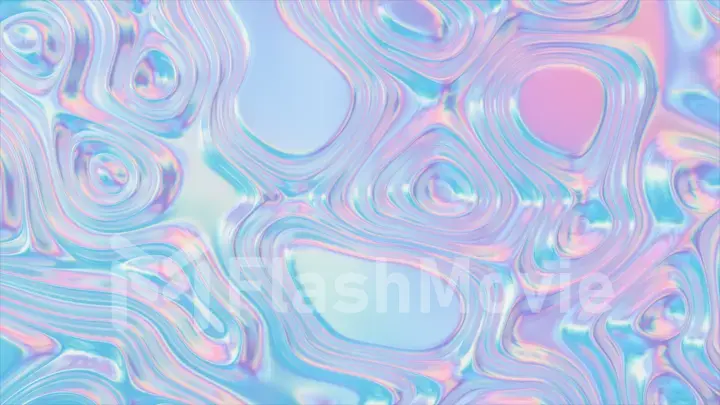 Animated 3D waving fabric texture. Liquid holographic background. Smooth wave surface of silk fabric with ripples and folds of fabric. 3d illustration