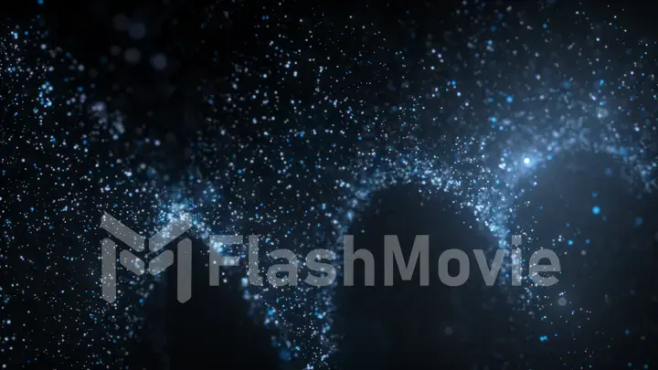 3d illustration flowing particles with beautiful flash light effects. Beautiful abstract background