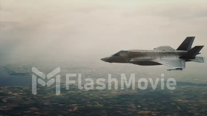 View of a fighter jet above the clouds