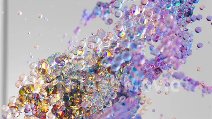 A swirl of colorful bubbles on a gray isolated background. 4k video animation with surreal liquid color mixing splash